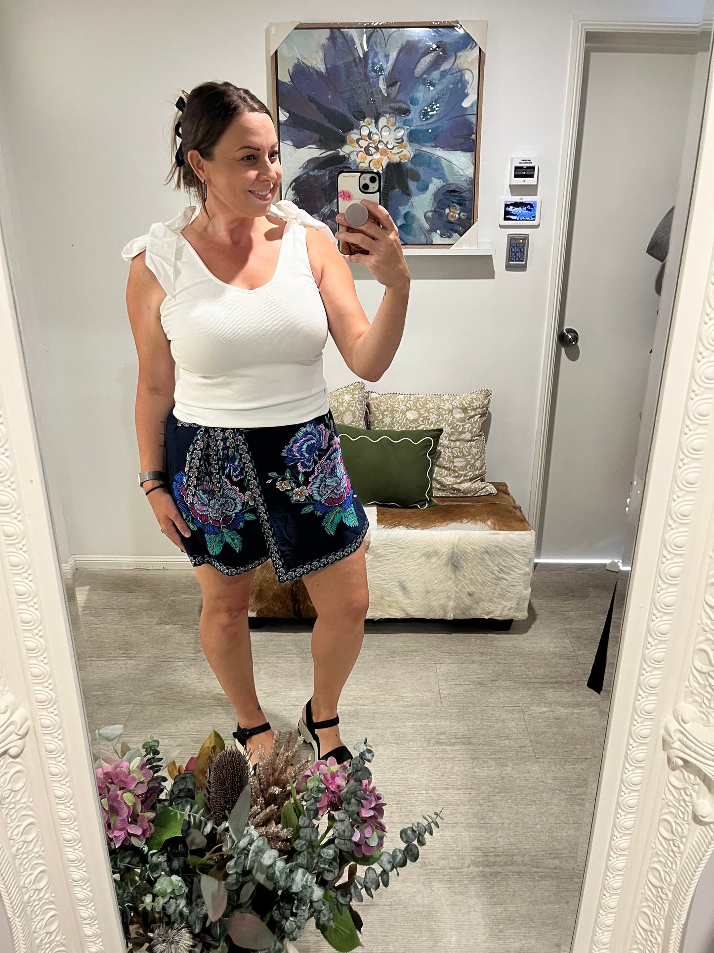 LABEL OF LOVE EMMA BOW SINGLET TOP IVORY