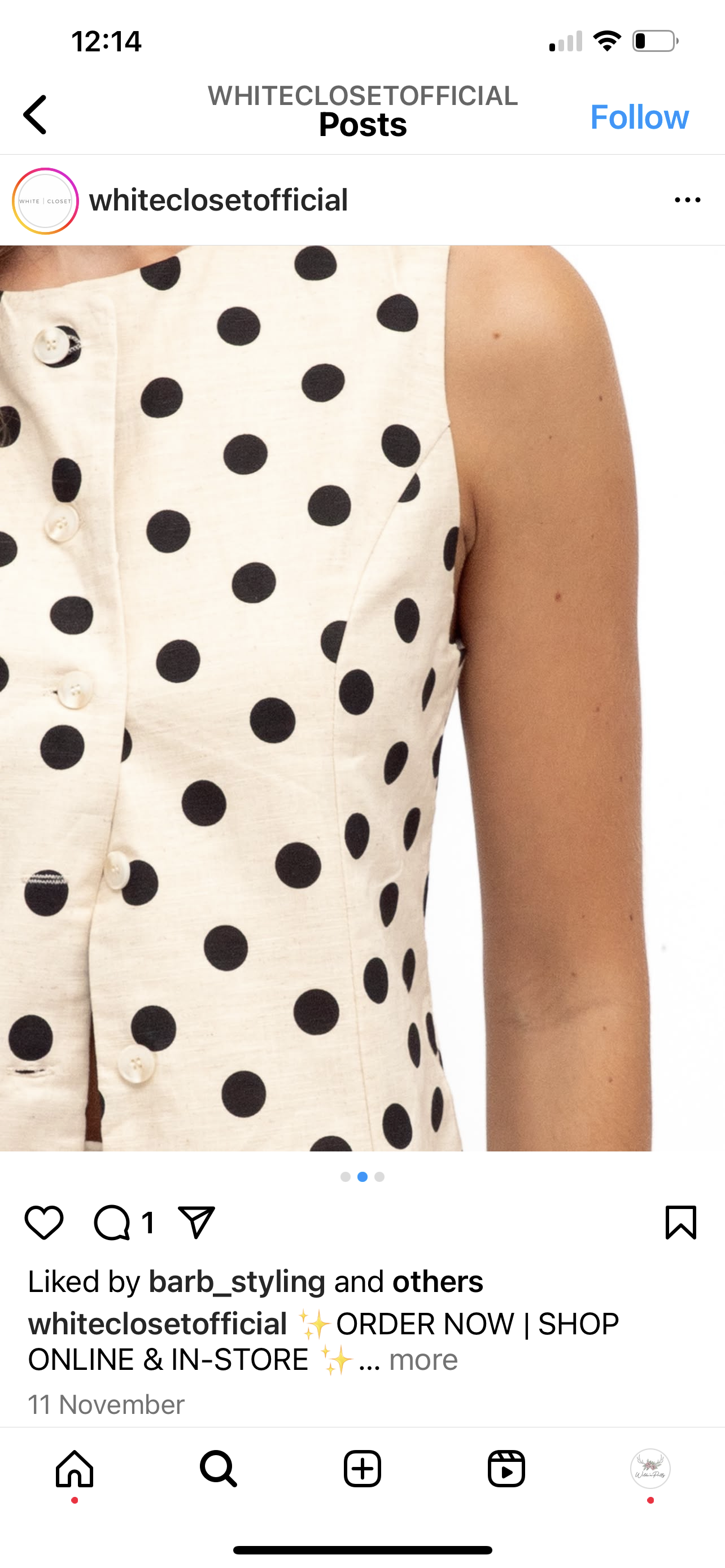 WHITE CLOEST OAT BLACK SPOT VEST