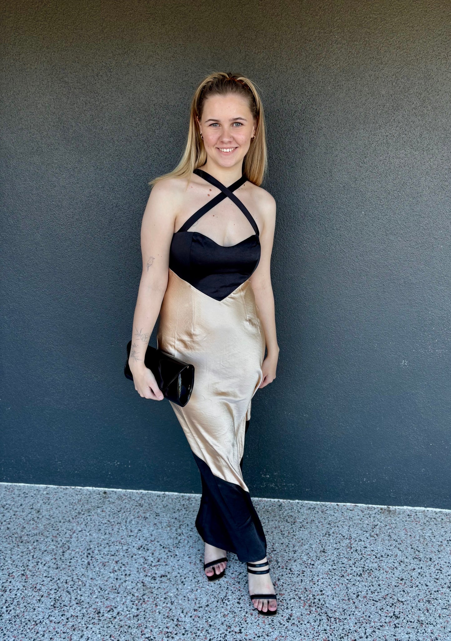 EVITA MAXI DRESS BLK/SAND