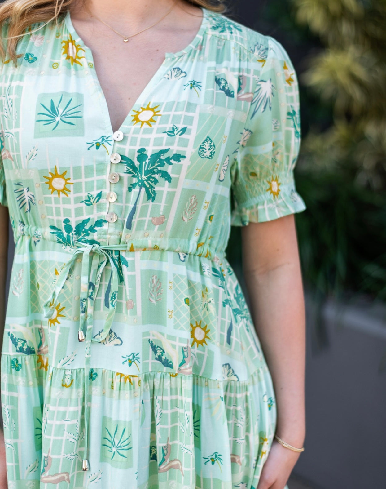 PALM TREE PATCHWORK DRESS