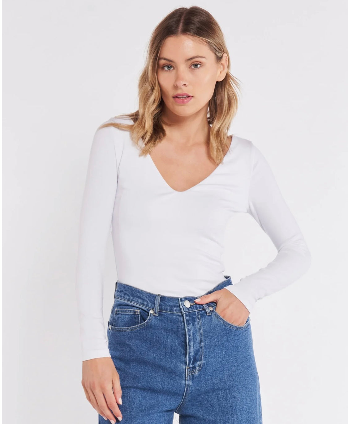 SASS SERENA VEE TOP WHITE