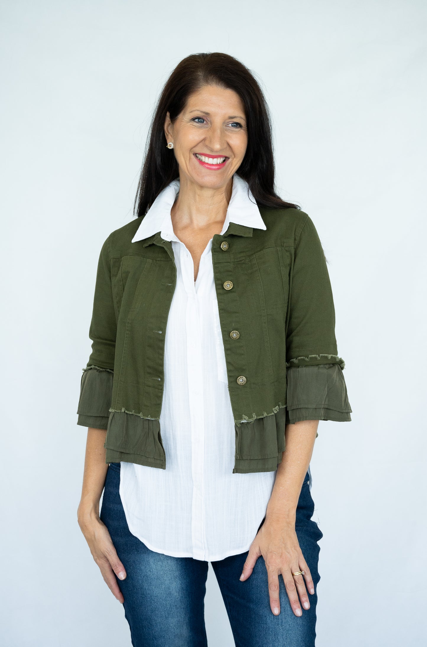 JOLIE SAULE FRILL JACKET KHAKI