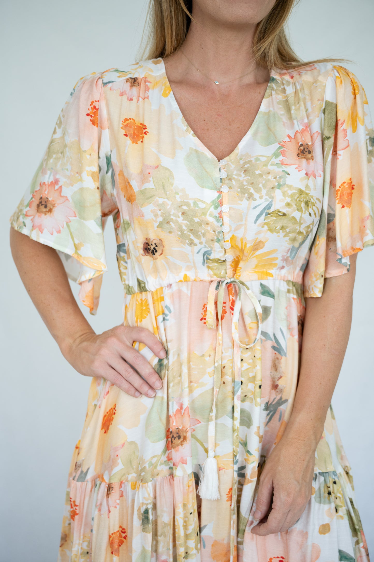 WILLOW TREE FLORAL YELLOW DRESS