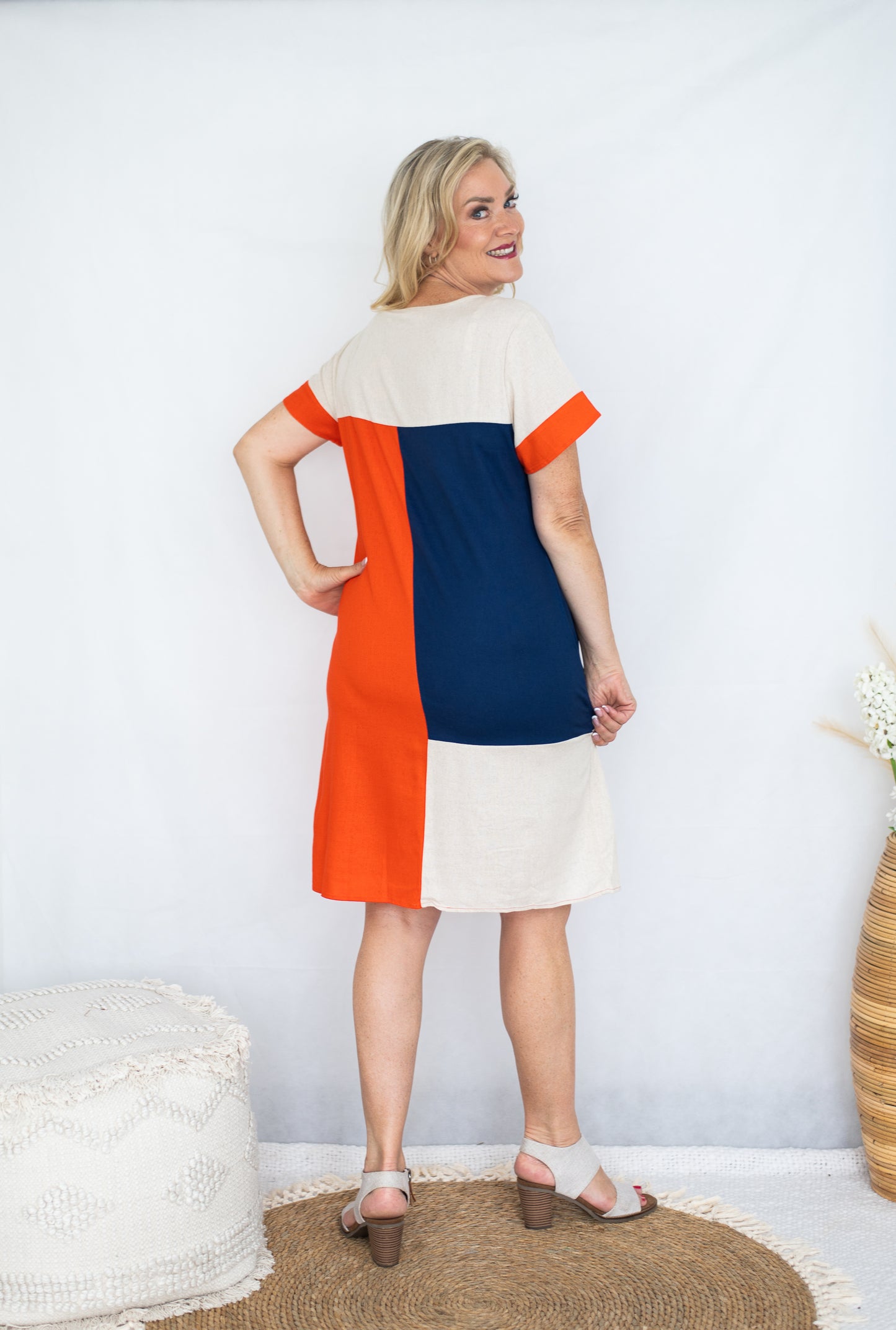 TAWNY BLOCK DRESS ORANGE