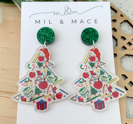 MM414 CHRISTMAS TEACHER DANGLE EARRINGS