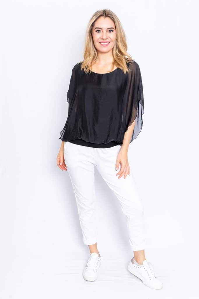 62498BLK WILLOW SILK TOP BLACK