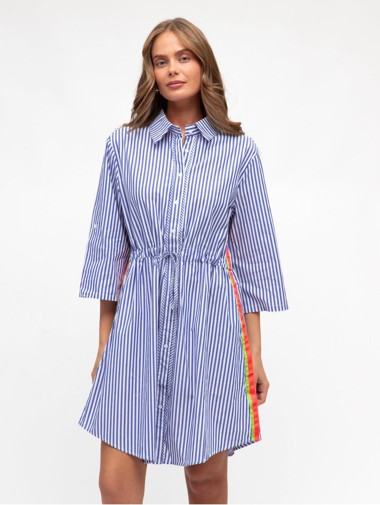 LABEL OF LOVE STELLA SHIRT DRESS BLUU STRIPE