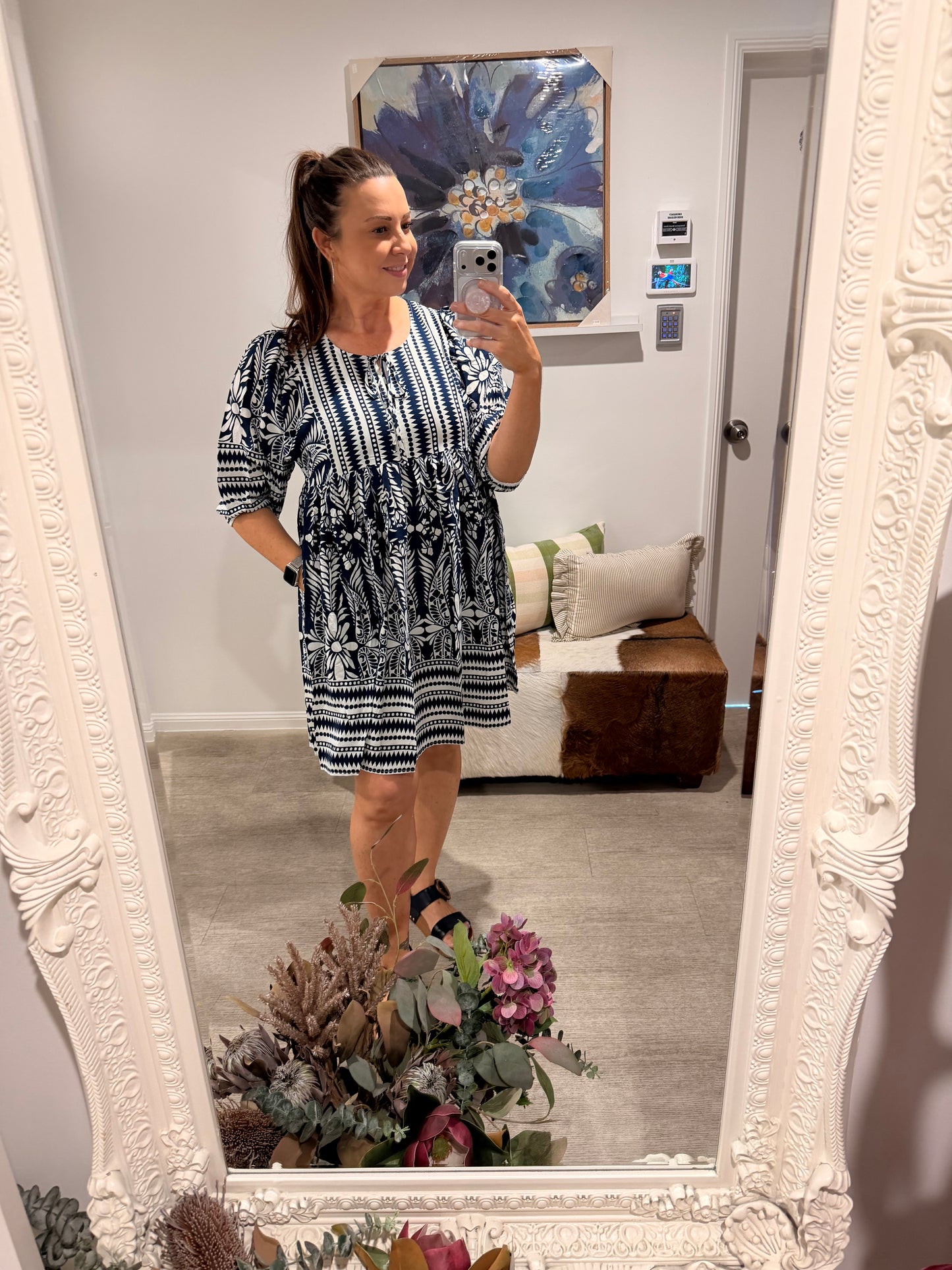 CM JEMMA MIDI DRESS NAVY