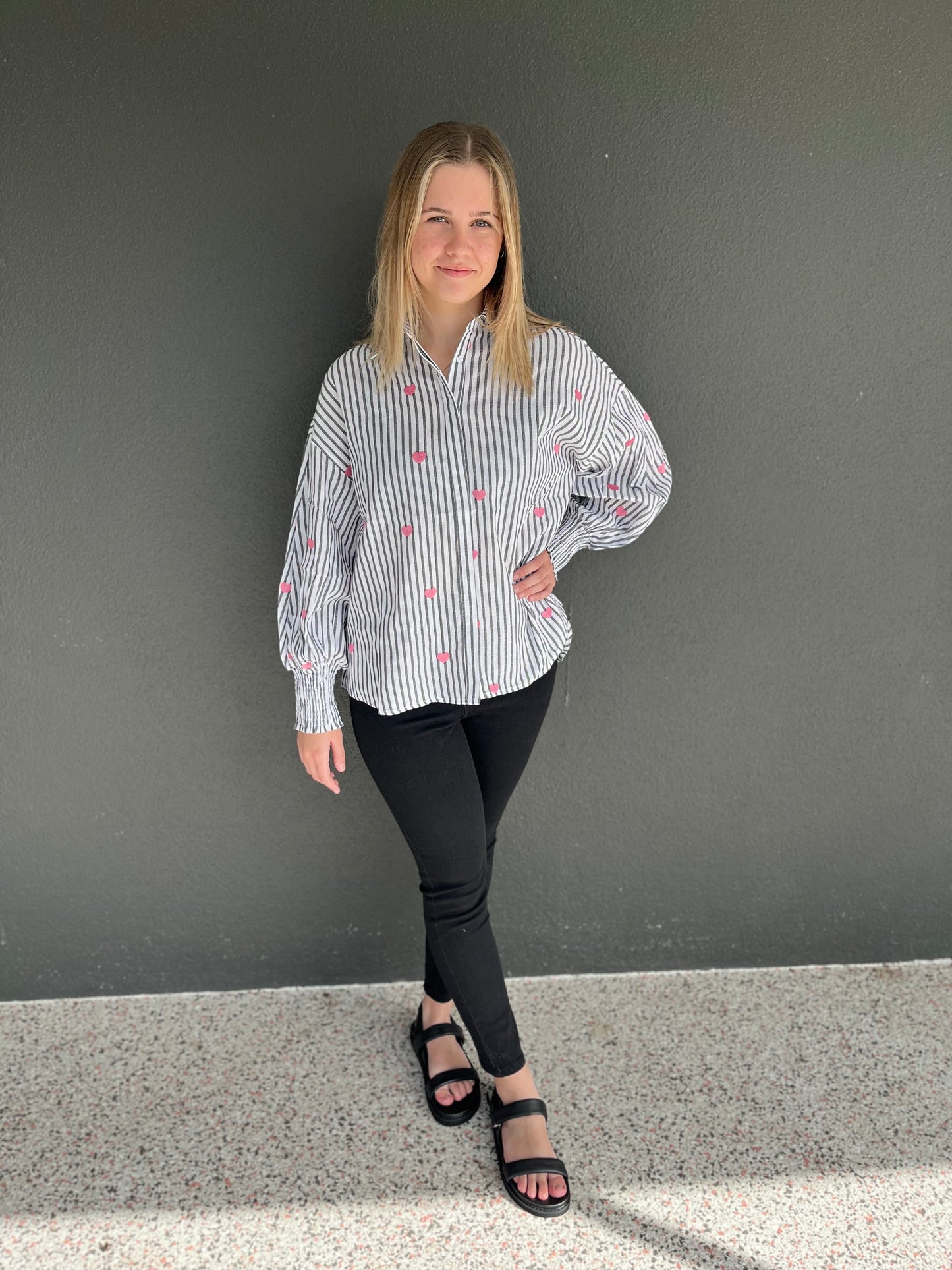 LABEL OF LOVE HEARTS BLOUSE BLACK