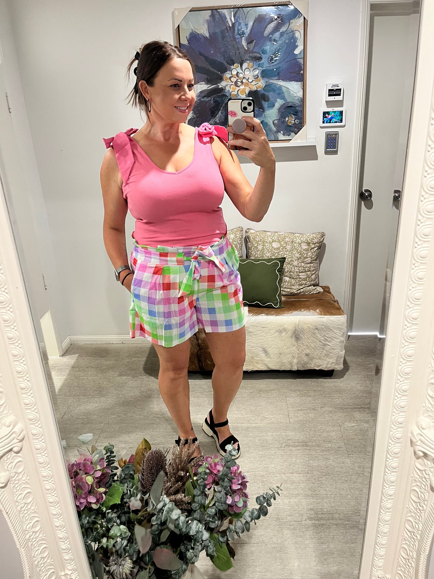 LABEL OF LOVE EMMA BOW SINGLET TOP ROSE