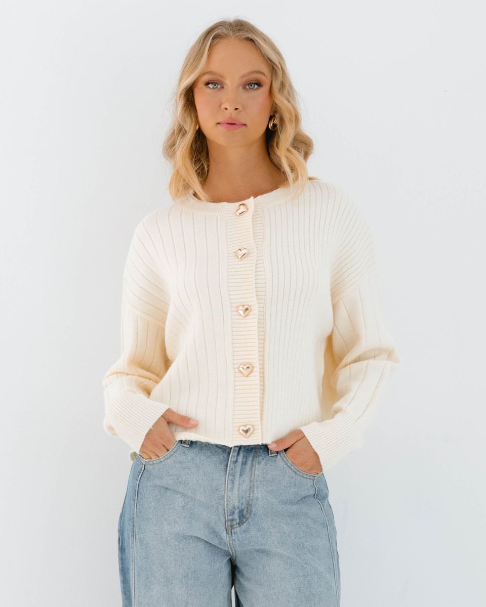PAPERHEART HEARTS CROPPED CARDIGAN