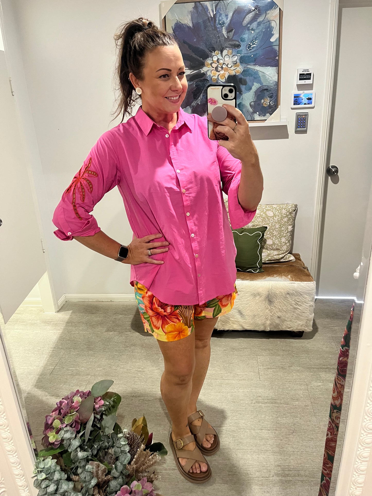 SOUL SPARROW PINK PALM SHIRT