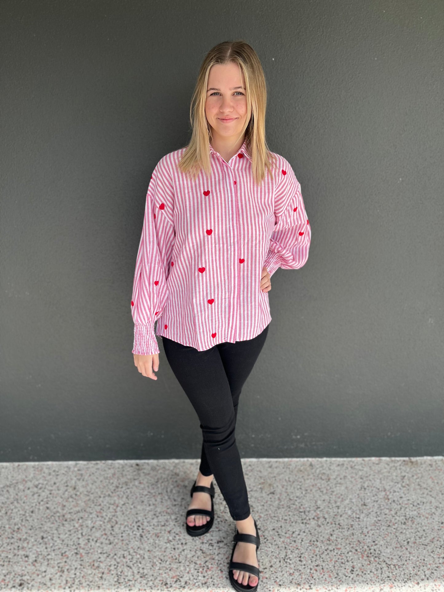 LABEL OF LOVE HEARTS BLOUSE PINK