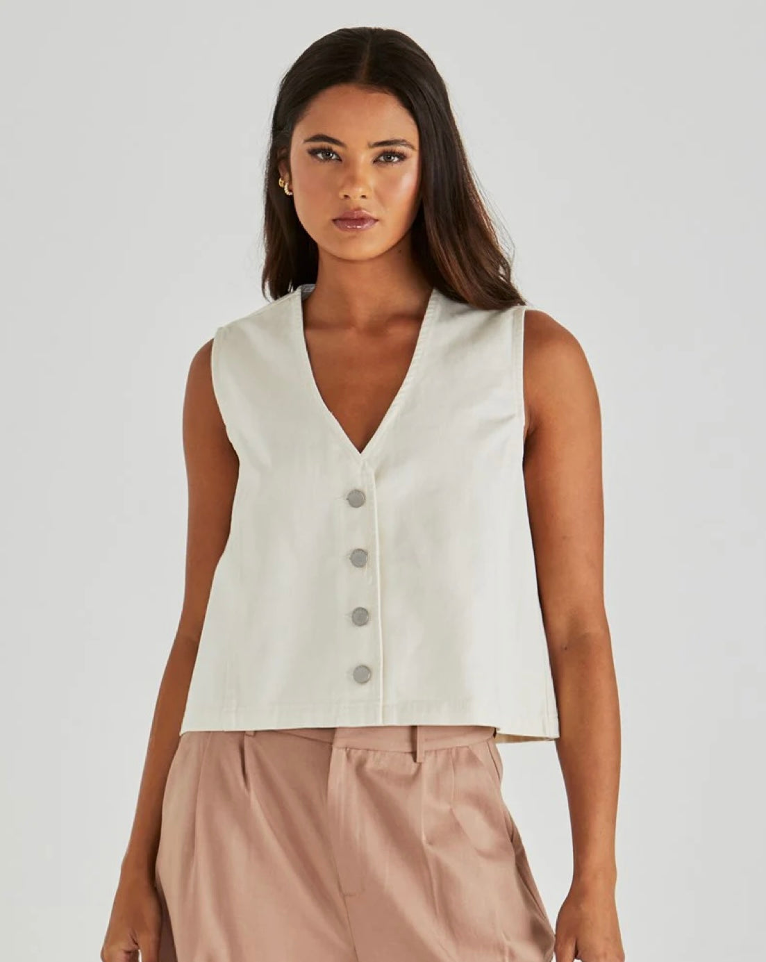 SASS SABINE DENIM VEST CREAM