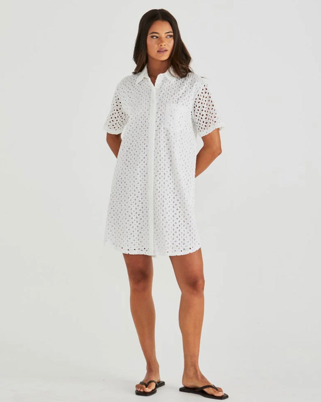 SASS STEVA SHIRT DRESS IVORY