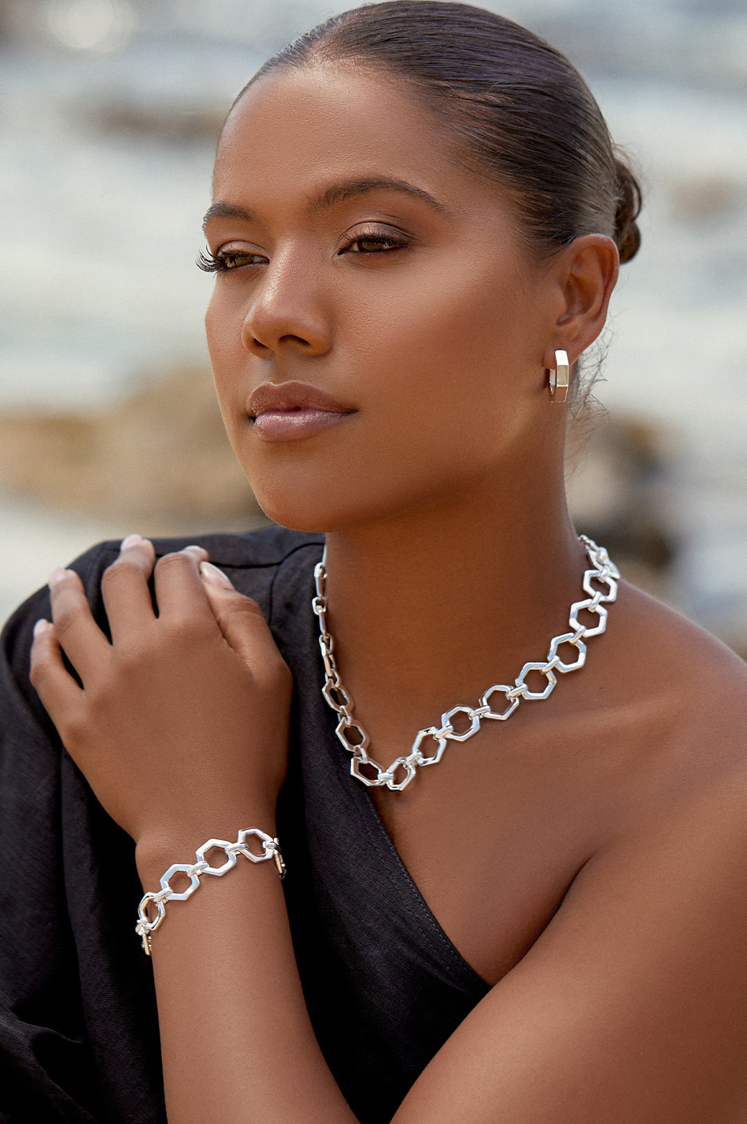 AND-2386SILV GRO NECKLACE