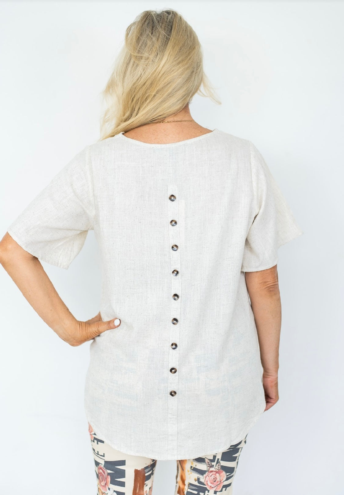 ANNE LINEN BLEND TOP
