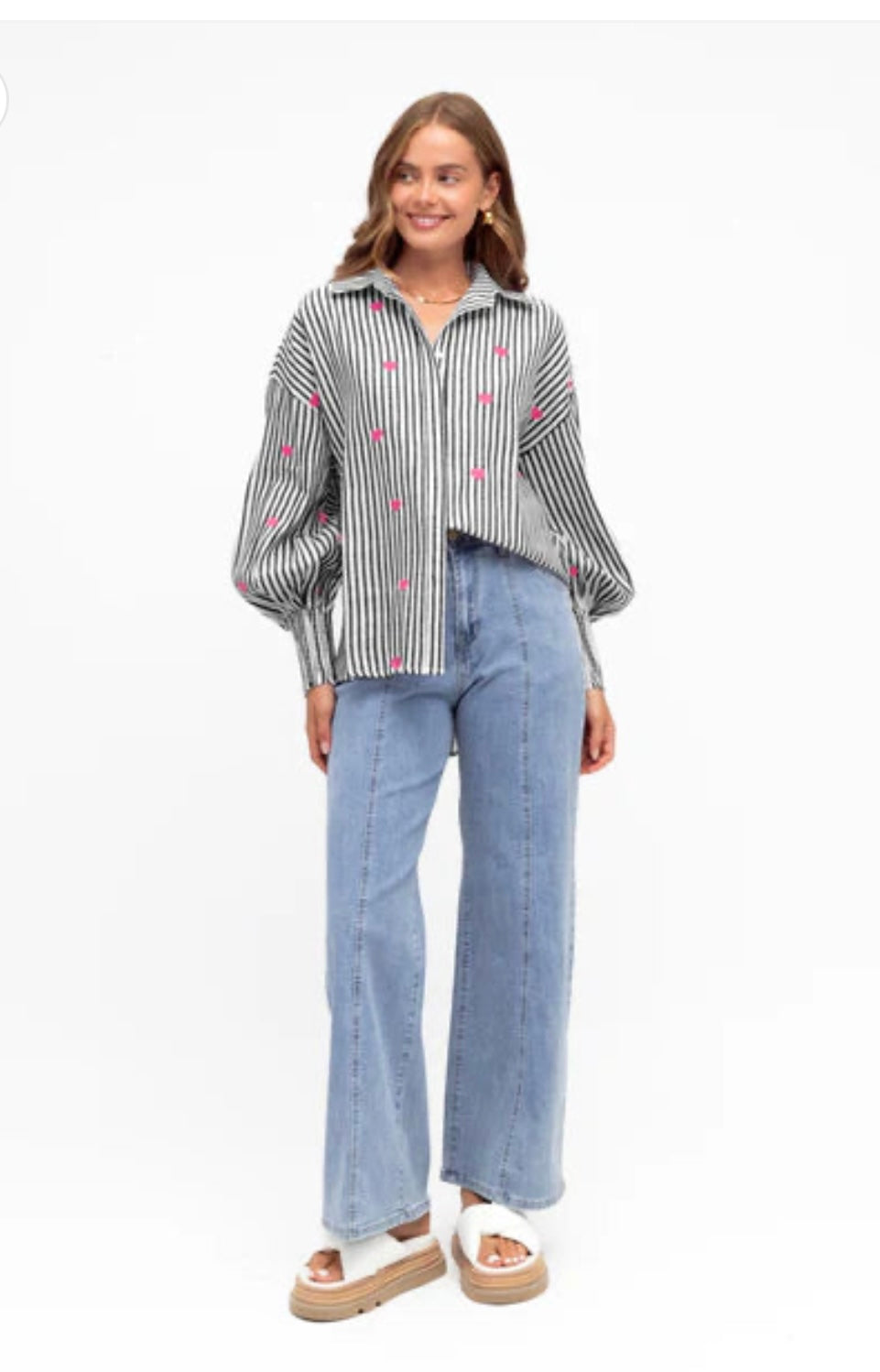 LABEL OF LOVE HEARTS BLOUSE BLACK