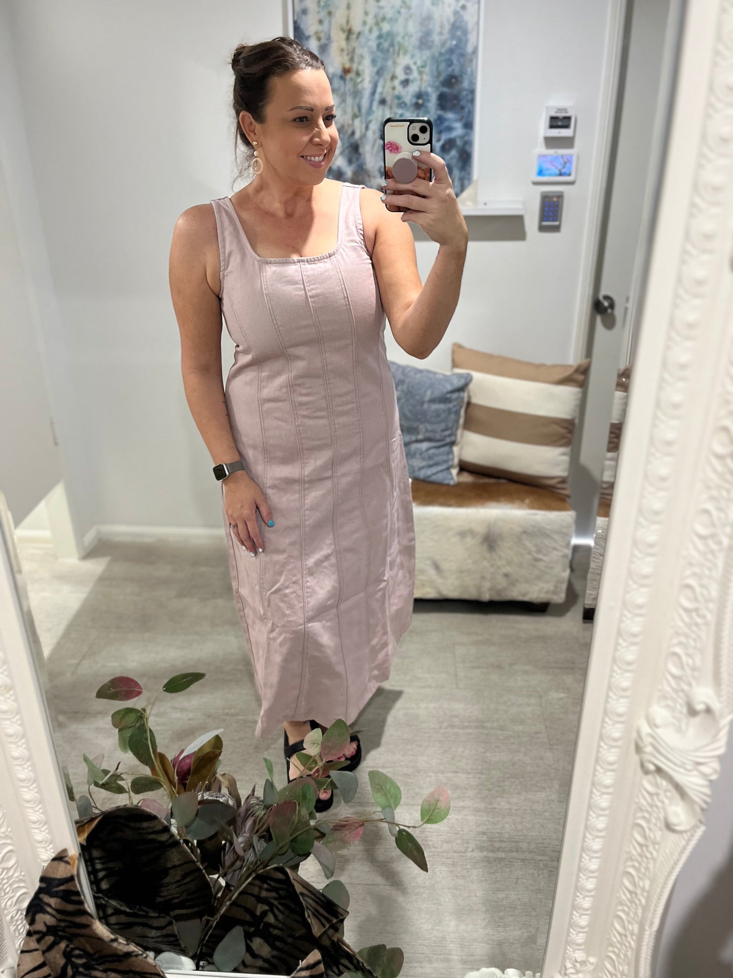 SASS AINSLEY DRESS BLUSH DENIM