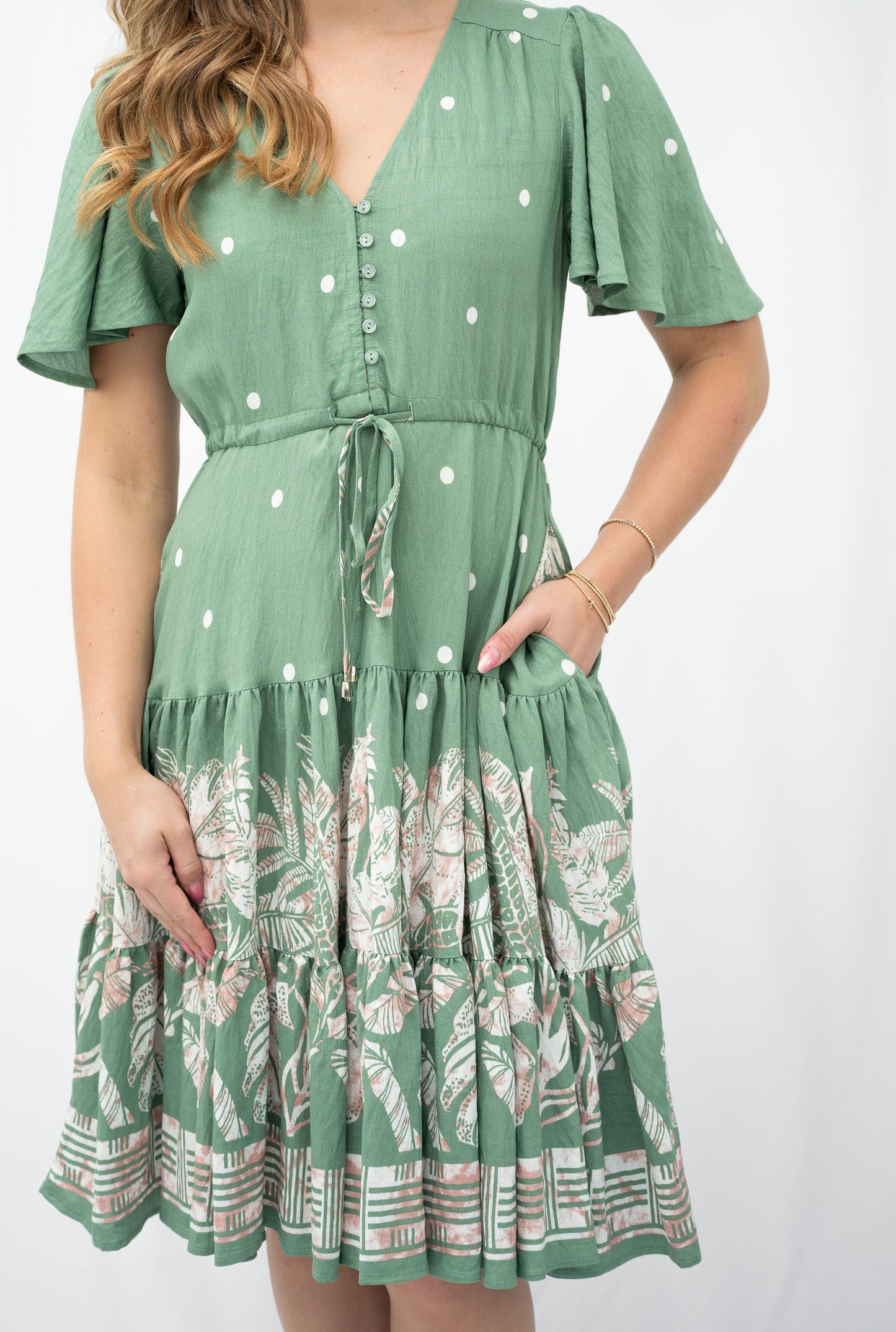 FRIA PALMS MINI DRESS GREEN