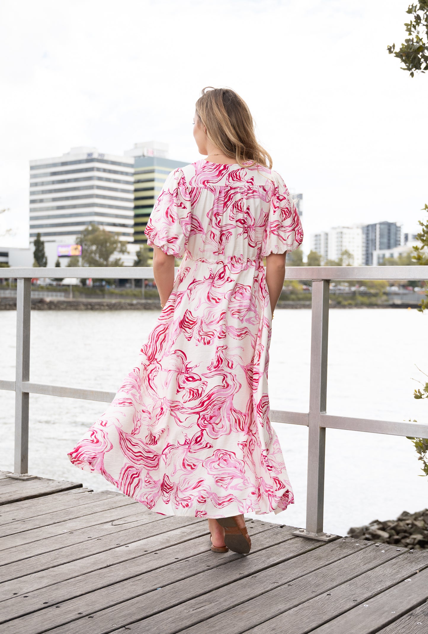 FRIA MARBLED SHARA MAXI DRESS