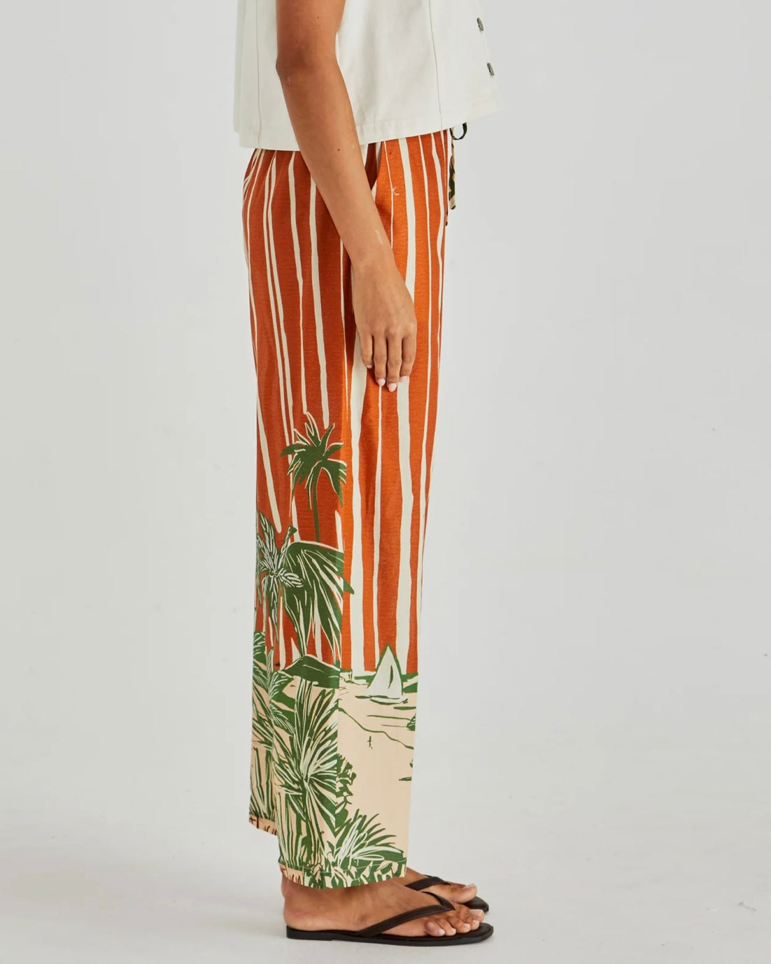 SASS MINA ELASTICATED PANT PALM STRIPE