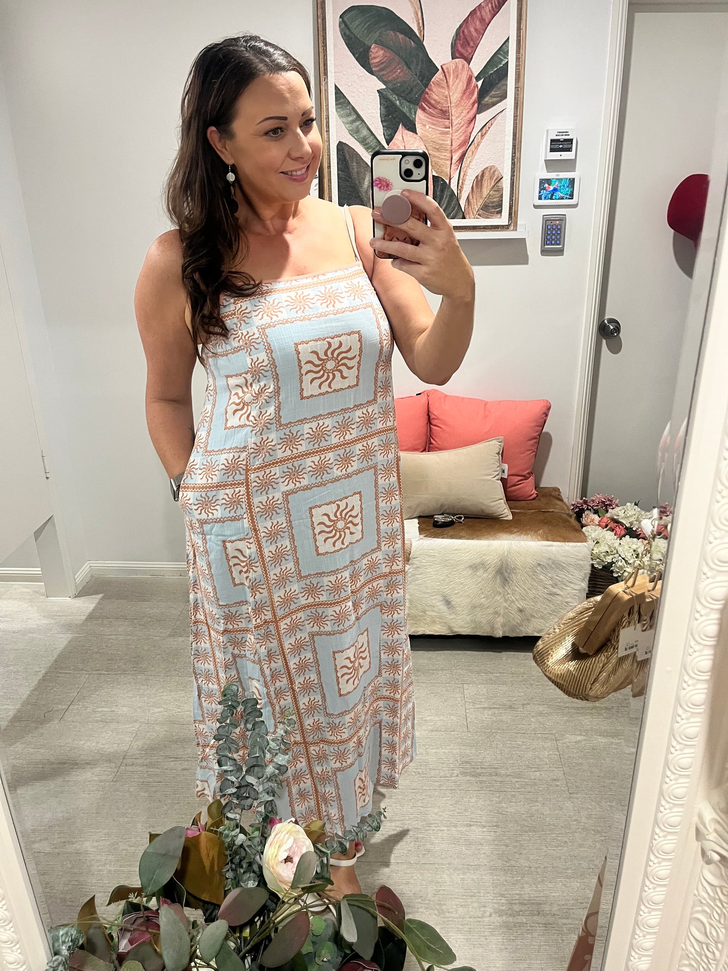 PAPER HEART FLORES MIDI DRESS