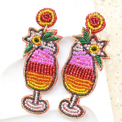 BEADED COCKTAIL EARRINGS YELLOWS