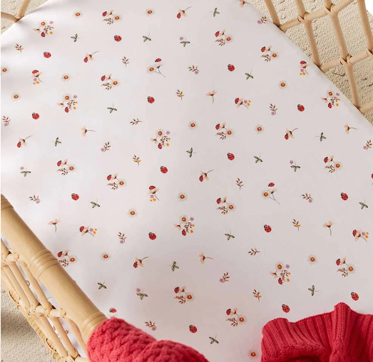 LADYBUG FITTED BASSINET SHEET
