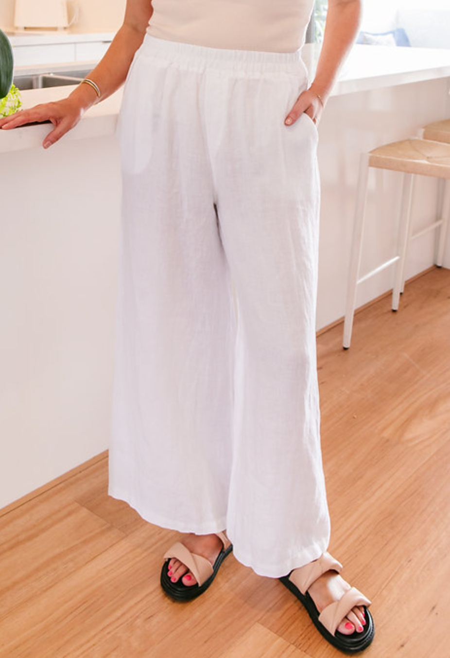 SP-B29-1 LINEN PANT WHITE