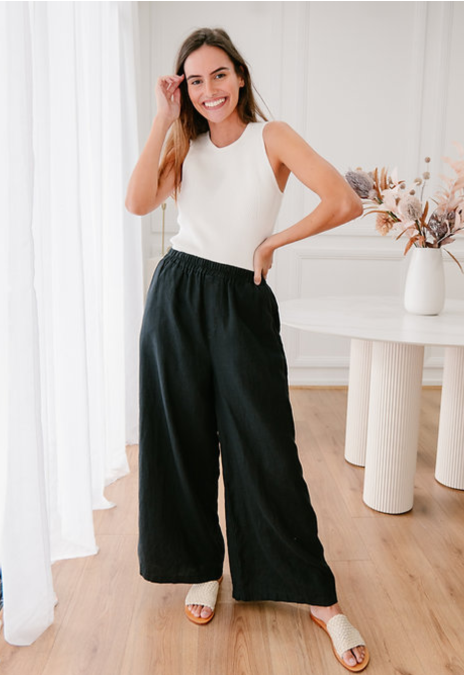 SP-B-29-9BLK KIM LINEN PANT