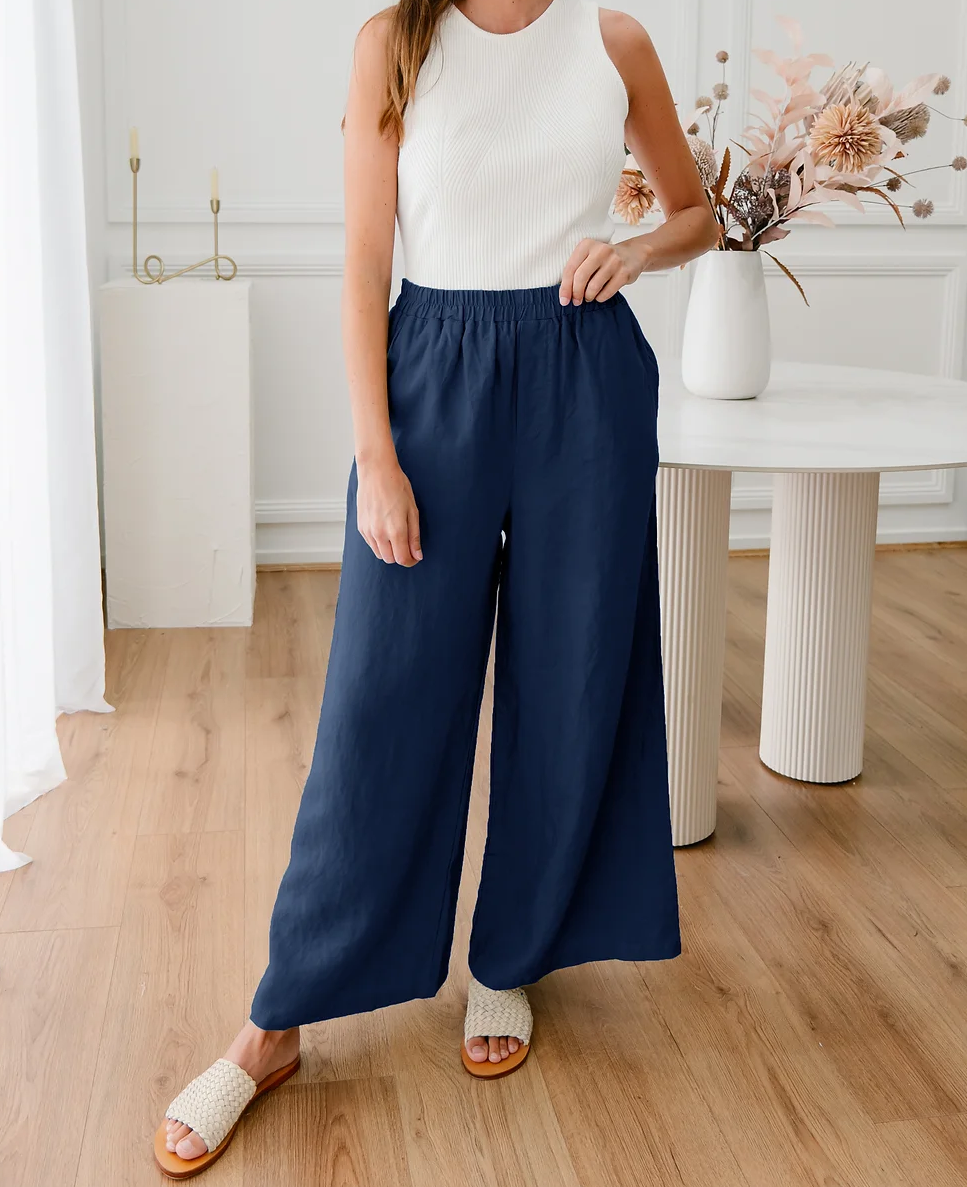 SP-B29-11NVY KIM LINEN PANT