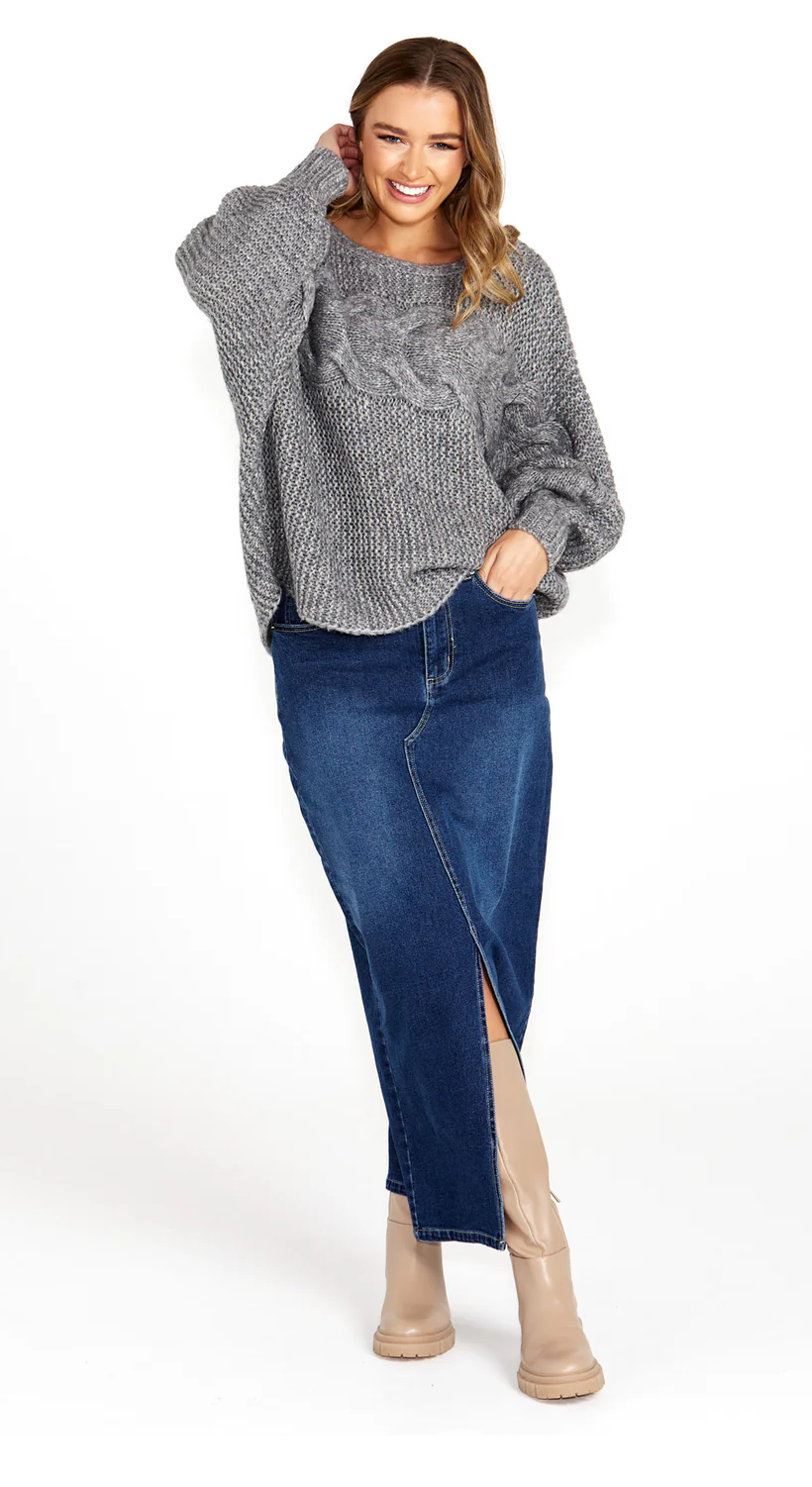 BELINDA CHUNKY KNIT GREY