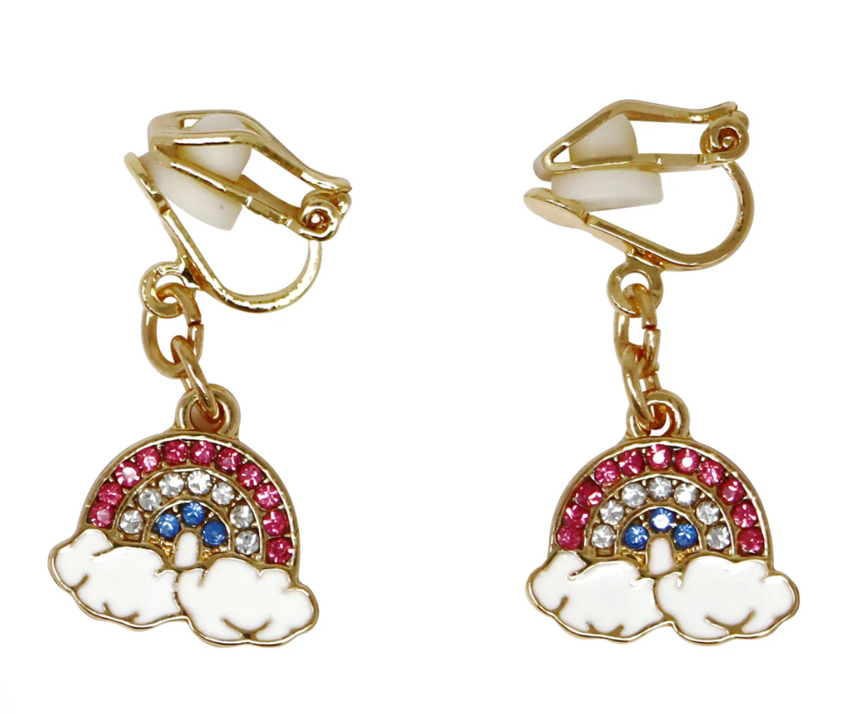 PINK POPPY CLIP ON EARRINGS RAINBOW