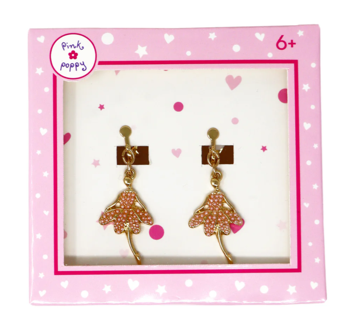 PINK POPPY CLIP ON EARRINGS BALLERINA