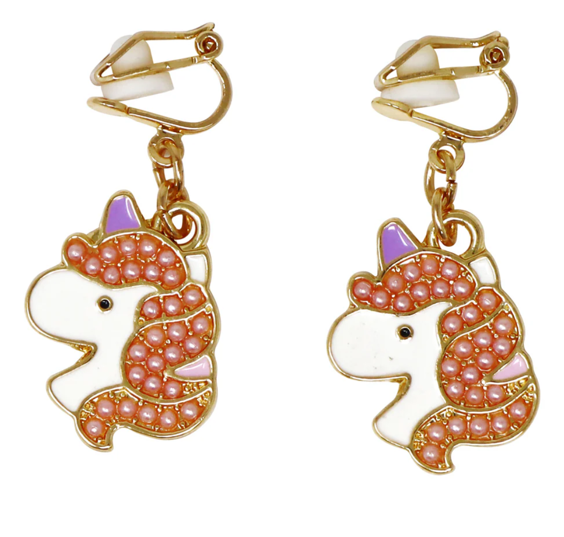 PINK POPPY CLIP ON EARRINGS UNICORN