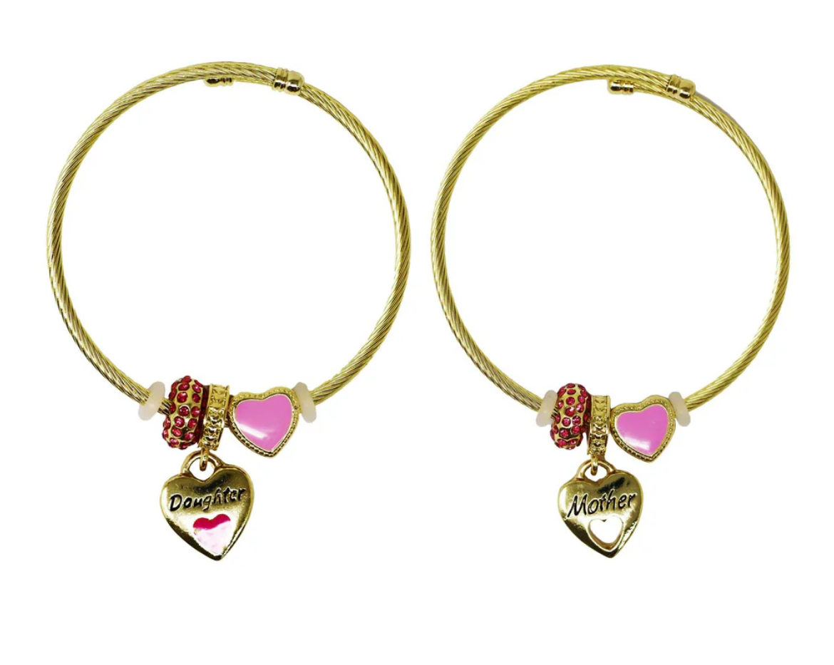 PINK POPPY CHARM BRACELETE MOTHER AND DAUGHTER