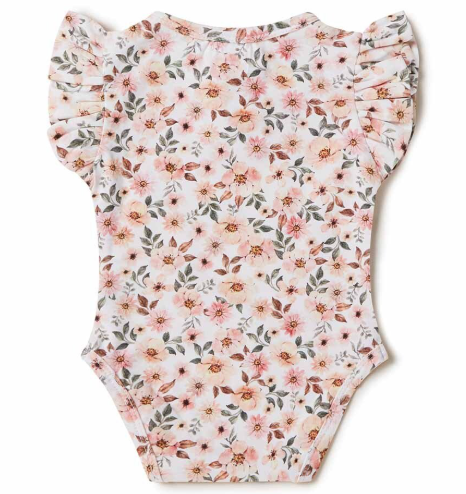 SNUGGLE HUNNY SPRING FLORAL SHORT SLEEVE ORGANIC BODYSUIT
