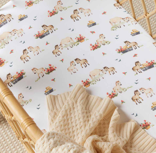 SNUGGLE HUNNY PONY PALS ORGANIC BASSINET SHEET/PAD CHANGE PAD COVER