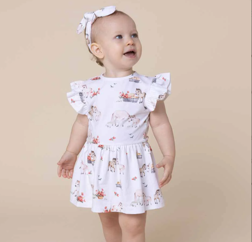SNUGGLE HUNNY PONY PALS ORGANIC SHORT SLEEVE DRESS