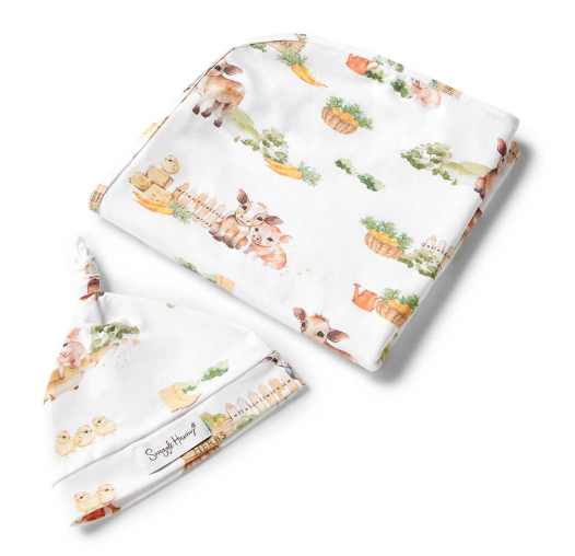 SNUGGLE HUNNY FARM ORGANIC JERSEY WRAP & BEANIE SET