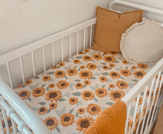 SUNFLOWERS FITTED COT SHEET