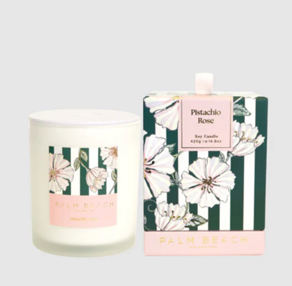 PALM BEACH CANDLE 420G PISTACHIO ROSE