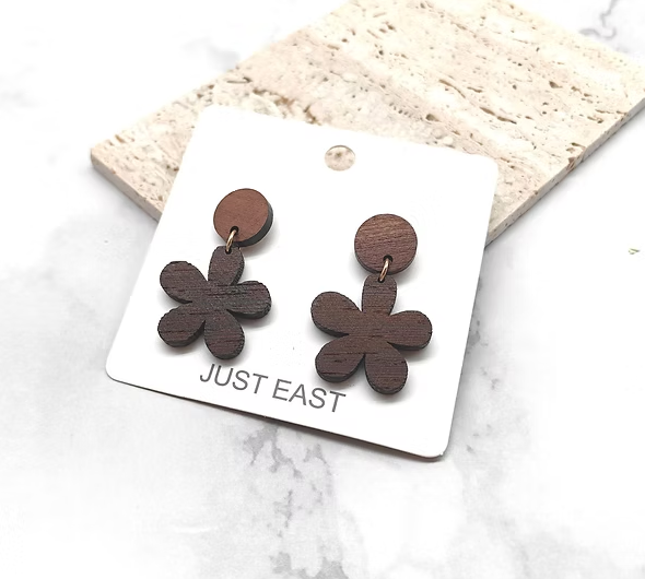 E01910 TIMBER FLOWER EARRINGS