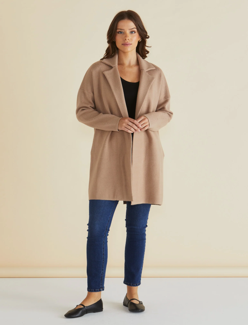 BETTY BASICS BRISTOL COATIGAN SAND