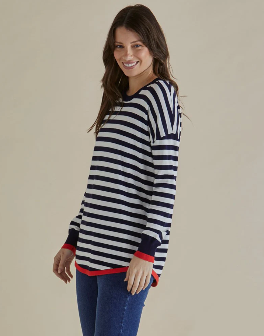 BETTY BASICS SOPHIE KNIT JUMPER NAVY STRIPE