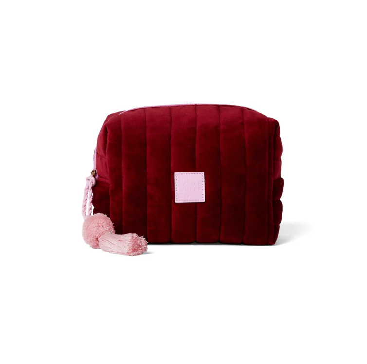 BURGUNDY VELVET COSMETIC CASE