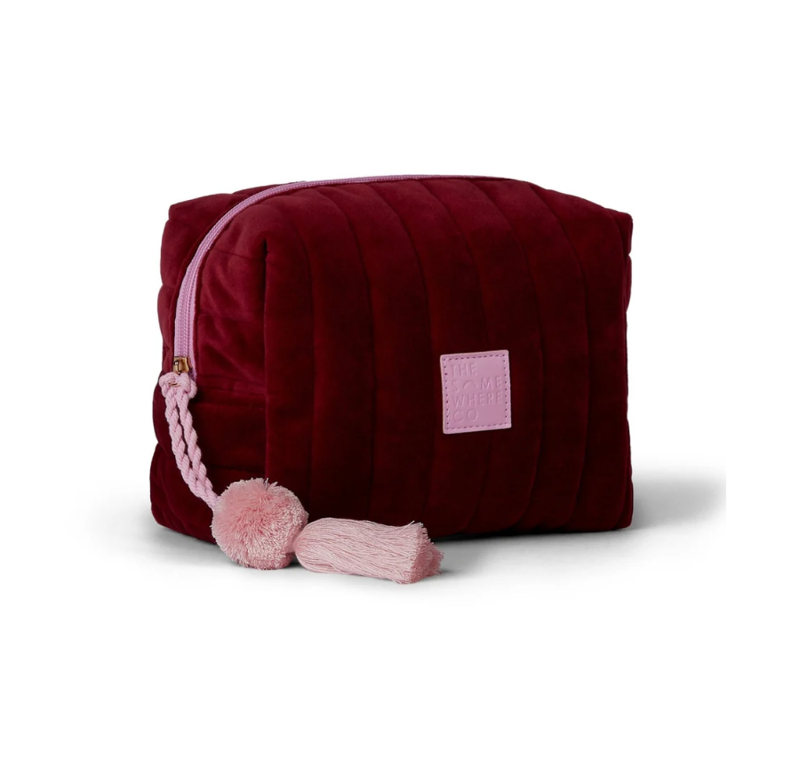 BURGUNDY VELVET COSMETIC CASE