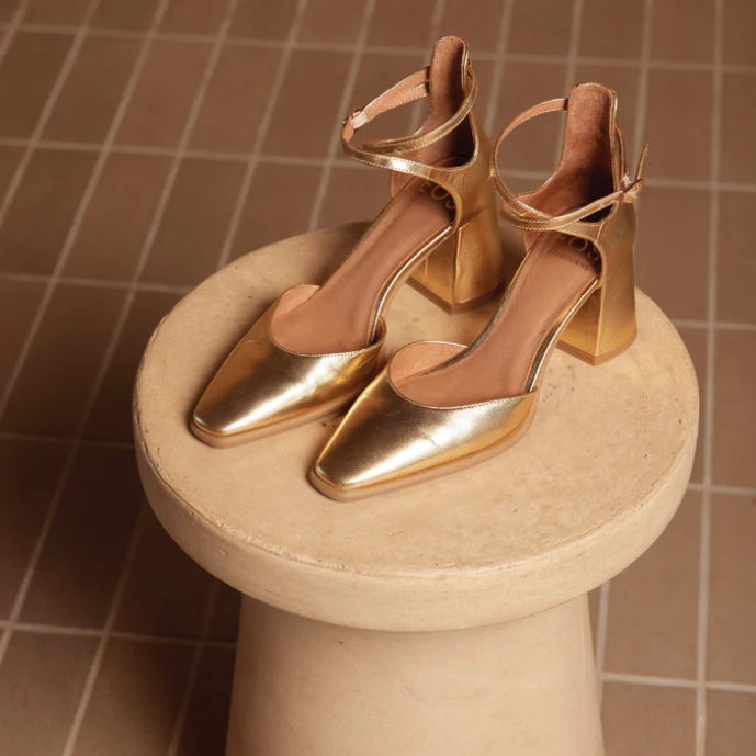 EOS ZAN LEATHER HEEL GOLD
