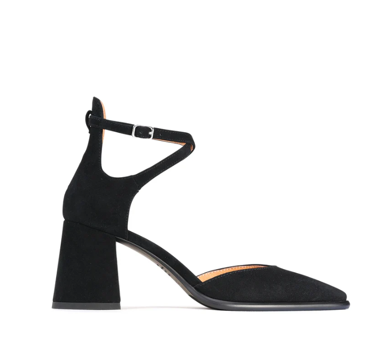 EOS ZAN LEATHER HEEL BLACK SUEDE